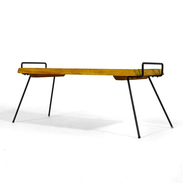 Wood Mid 20th Century Wood Bench / Table with Iron Legs For Sale - Image 7 of 10
