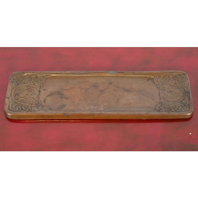Mid-Century Modern Tiffany Studios Bronze Zodiac Pen and Pencil Desk Tray, Signed and Numbered For Sale - Image 3 of 10