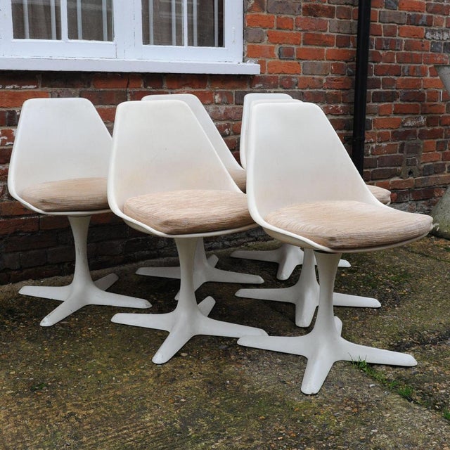 Pink Aluminium 103 Tulip Chairs attributed to Maurice Burke for Arkana, 1960s, Set of 6 For Sale - Image 8 of 17