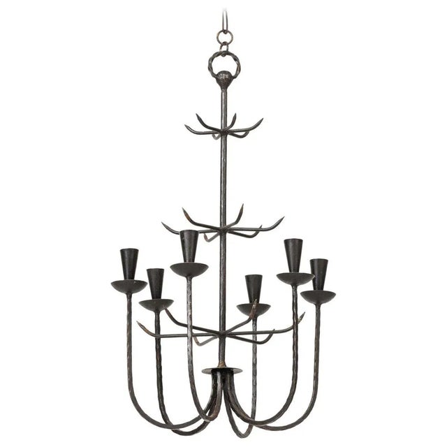 1950s Vintage Iron Swedish Chandelier, 1950s For Sale - Image 5 of 5