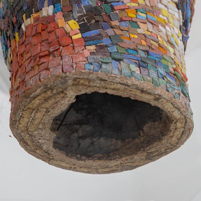 Off-white 1960s Large Decorative Modernist Mosaic Floor Vase For Sale - Image 8 of 9