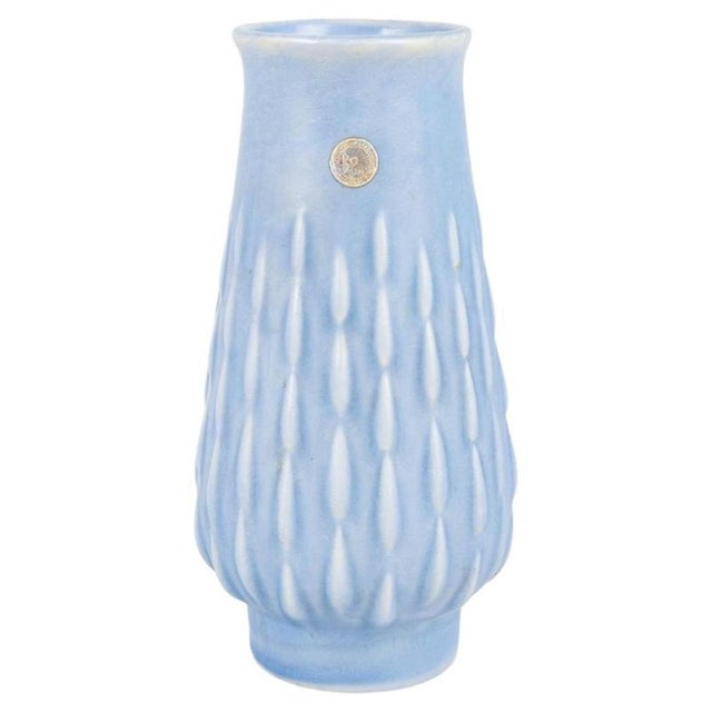 1930s Light Blue Glazed Faience Vase by Ewald Dahlskog for Bo Fajans, 1930s For Sale - Image 5 of 5