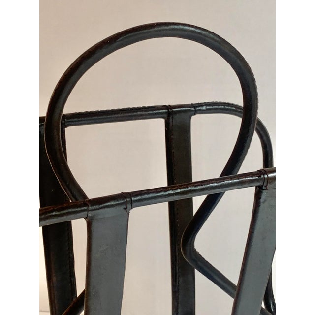 Brown Jacques Adnet Leather Magazine Rack For Sale - Image 8 of 11