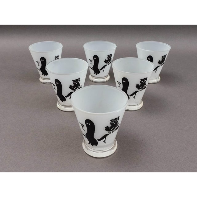 Federal Glass Friendly Spirits Ghost Vintage Mid Century Modern Barware Glasses Set Of 6. Measures approximately 2 5/8"...