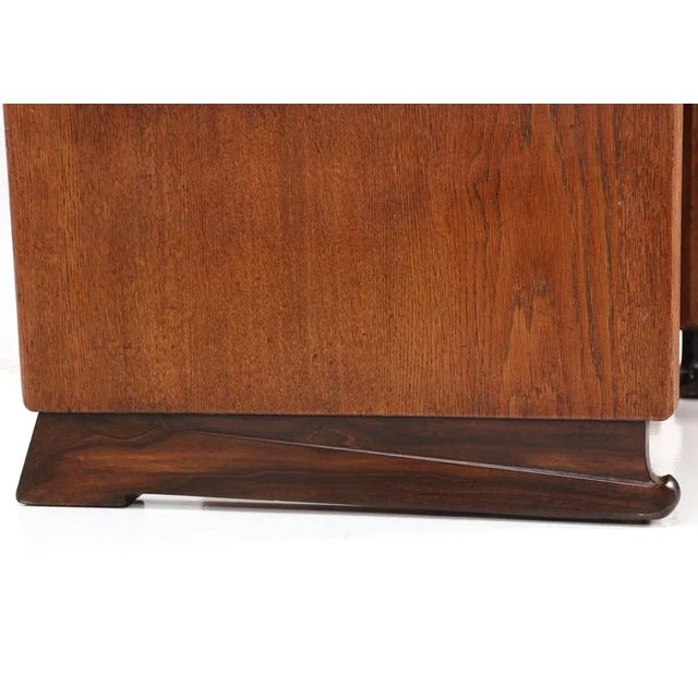 Set of Art Deco Oak Amsterdamse School Armchairs attributed to Hildo Krop for T Woonhuys For Sale - Image 11 of 14