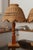 Pair of Vintage Wicker Scalloped Dome Table Lamps With Turned Wood Bases For Sale - Image 4 of 5