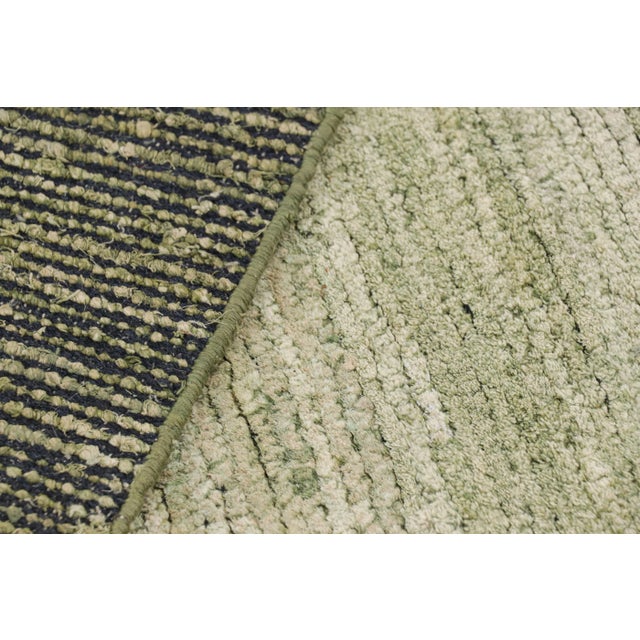 Textile Rug & Kilim’s Contemporary Textural Rug in Green and Beige Tones and Striae For Sale - Image 7 of 7