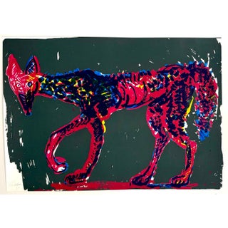 Rainer Fetting, Large German Junge Wilde Rainer Fetting Screenprint Serigraph Print Wolf Pop Art, 1984 For Sale