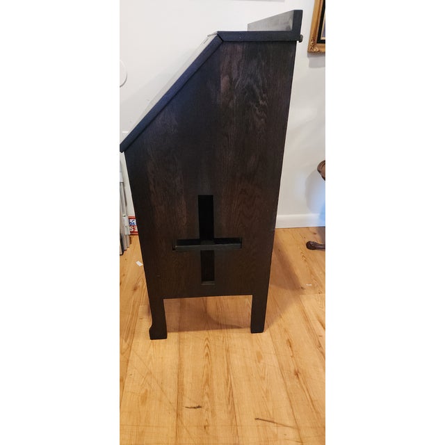 Antique Arts & Crafts MIssion Style Quarter-Sawn Oak Slant Secretary Desk For Sale - Image 10 of 16