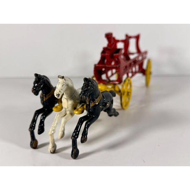 Metal Cast Iron Horse Drawn Fireman Ladder Wagon For Sale - Image 7 of 10