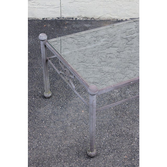 Brown Woodard Delphi Cast Aluminum Glass Top Coffee Table For Sale - Image 8 of 18