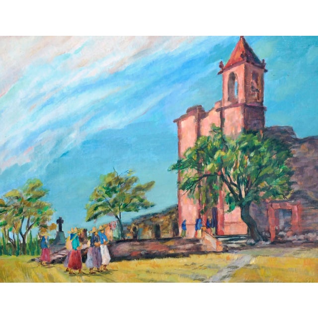 American "Pilgrimage" - Mid Century Figurative Landscape by Mary Miller For Sale - Image 3 of 7