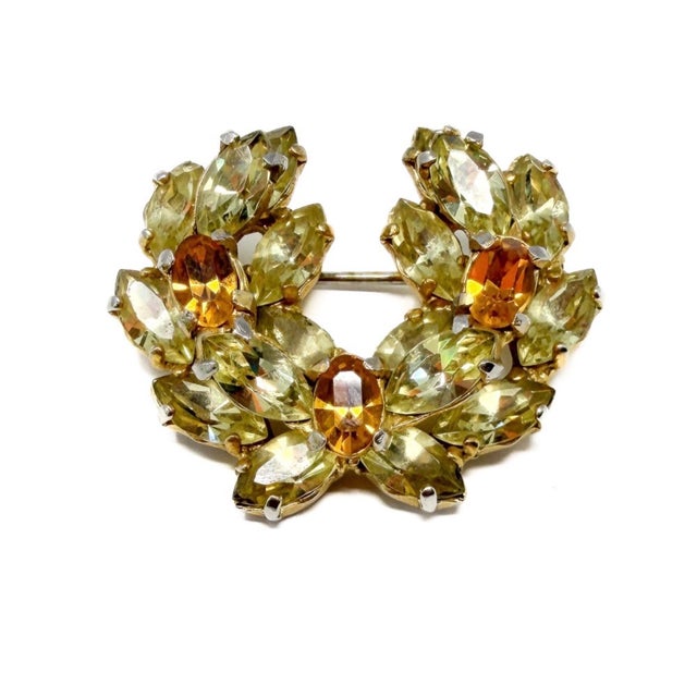 Vintage Rhinestone Wreath Brooch by Mitchel Maer, 1950s For Sale - Image 6 of 10