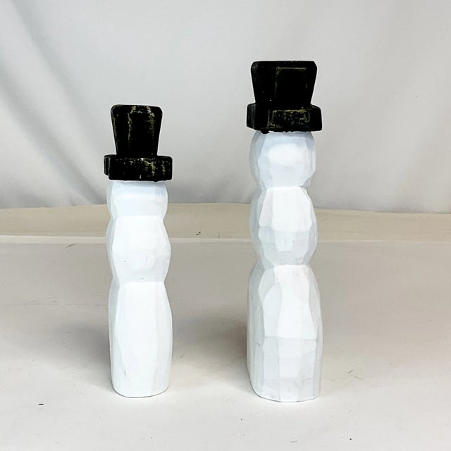 1980s Vintage Boho Chic Christmas Snowmen - a Pair. For Sale - Image 6 of 8