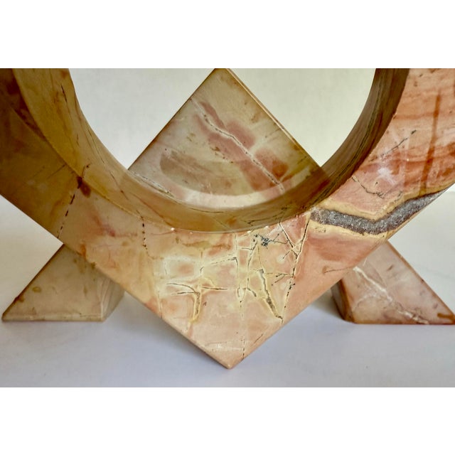 Vintage Postmodern Pink Marble Sculptural Double Candle Holder For Sale In Los Angeles - Image 6 of 9