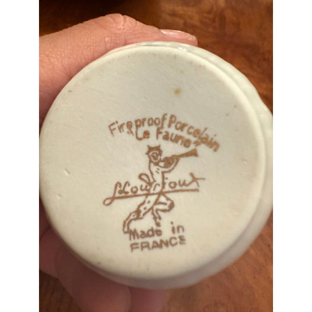 1950s Louis Lourioux “Le Faune” Pot De Crème Set (Tray With 5 Pots) For Sale - Image 4 of 4