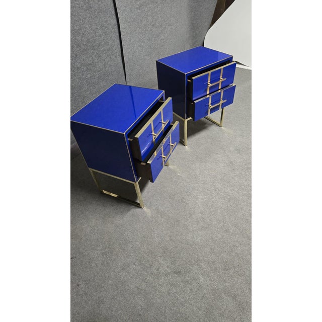 Blue Murano Glass Bedside Tables from Justfurnituress SRL, Set of 2 For Sale - Image 6 of 12