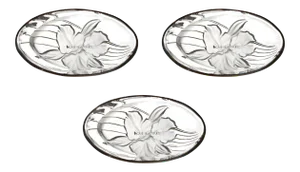 Home Original Design Crystal Floral Gold Trim Oval Shape Dishes - Set of 3