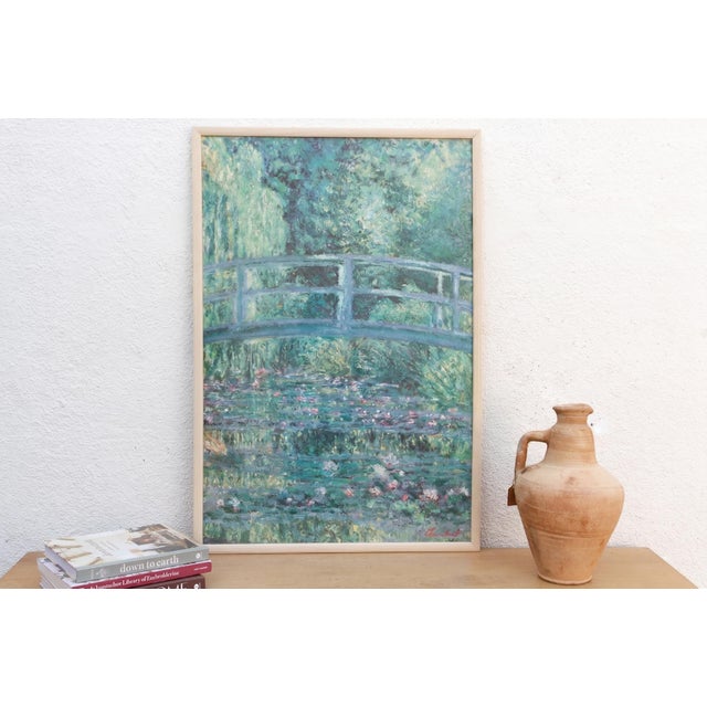 1980s Vintage Impressionist Water Lillies Framed Exhibition Poster For Sale - Image 5 of 6