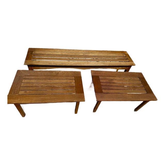 Late 20th Century Gloster Teak Backless Bench and Coffee Tables, 3 Pieces For Sale