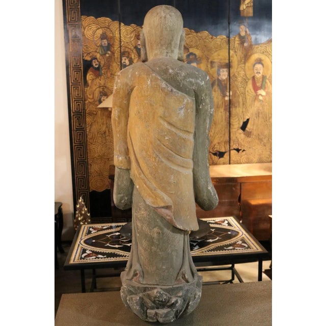 Wooden Monk Sculpture | Chairish
