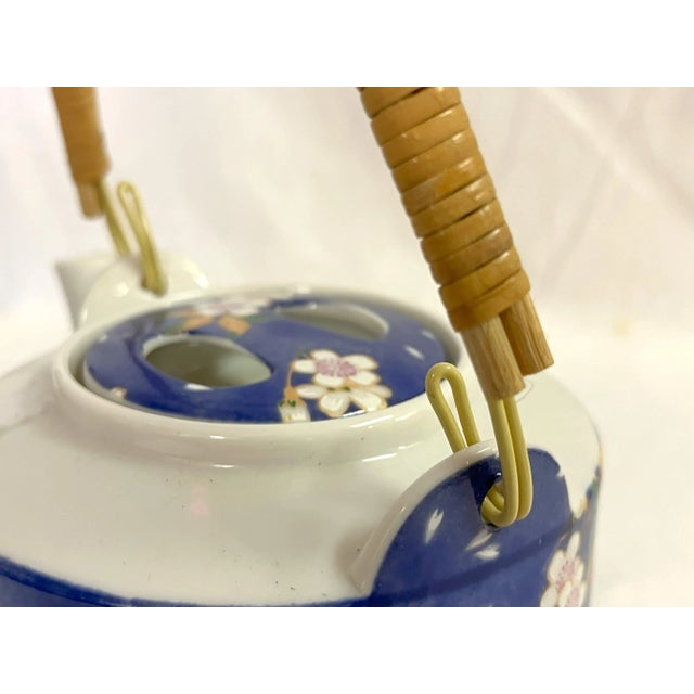 Vintage Porcelain Traditional Asian Style Teapot With Cherry Blossom Designs For Sale - Image 11 of 11