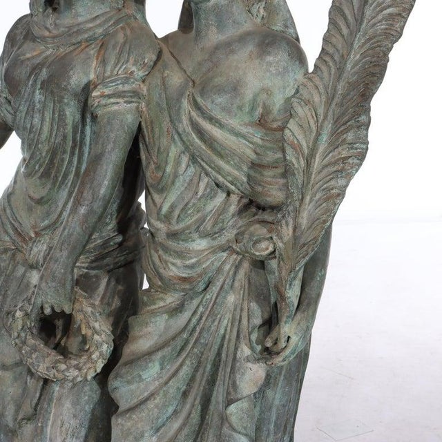 Antique Grecian Figural Bronze Garden Planter 19th Century For Sale - Image 9 of 13