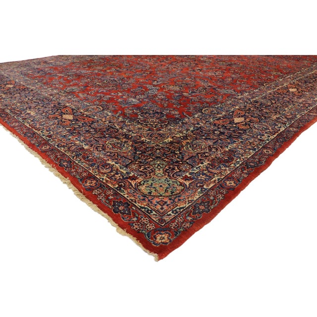 Late 19th Century Antique Persian Qazvin Palace Rug with English Tudor Style 11'00 x 21'00. With timeless appeal, refined...