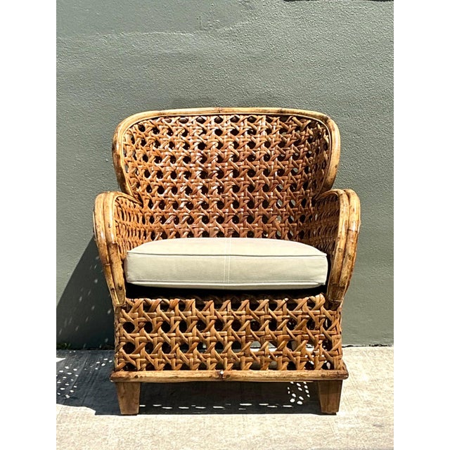 Vintage French Cane Lounge Chair For Sale - Image 17 of 17