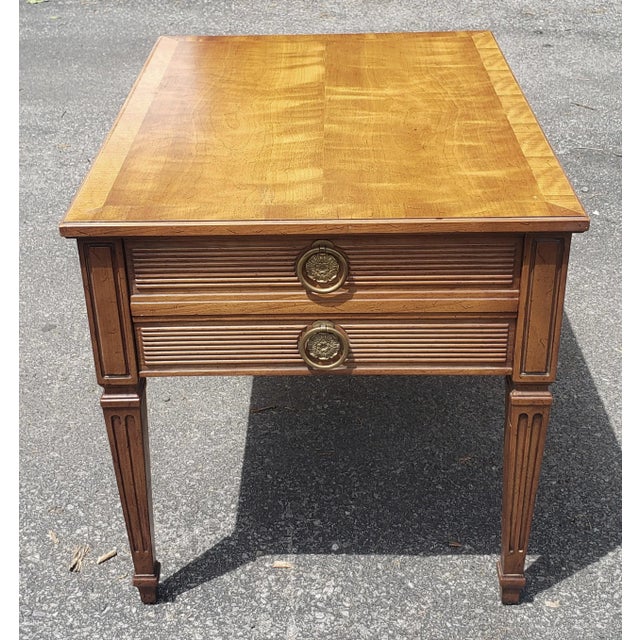 Henredon Mid-Century Cross-Banded Walnut Single Drawer Side Table For Sale - Image 12 of 12