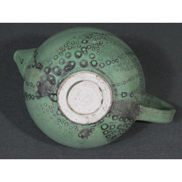 1990s Handmade Modernist Studio Pottery Teapot in Matte Green Glaze For Sale - Image 13 of 13