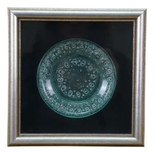 Antique Uranium Depression Glass Fluorescent Snakeskin & Dot Shadowbox Plate