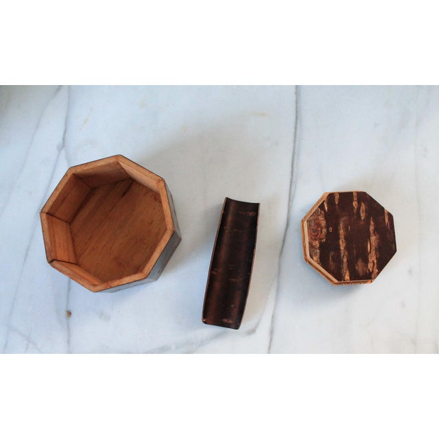 Mid 20th Century Vintage Hexagon Japanese Kabazaiku (Cherry Bark) Tea Caddy For Sale - Image 5 of 10