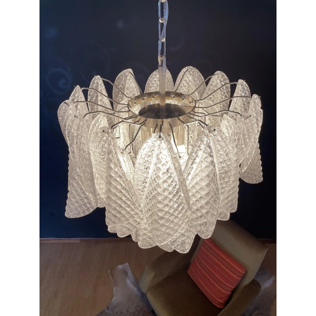 Vintage Italian Murano Glass Chandelier with 41 Rondini Glass Petals, 1980s For Sale - Image 13 of 18