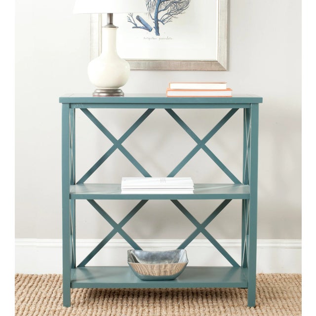 2 Tier Open Bookcase in Slate Teal For Sale - Image 4 of 5