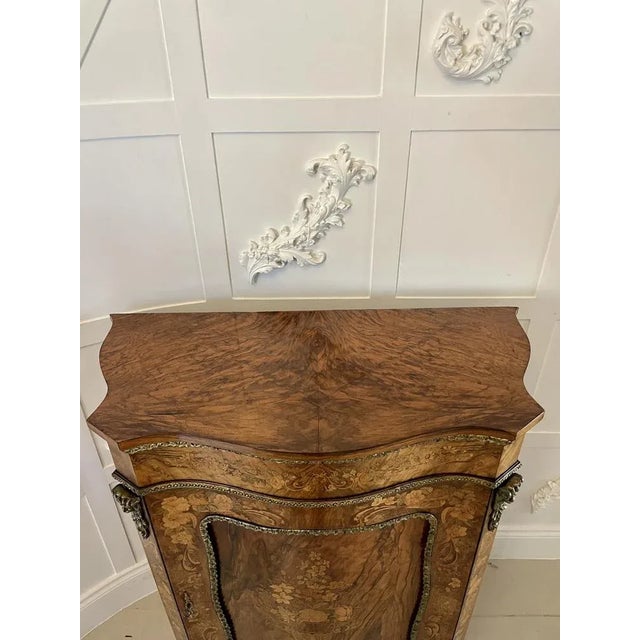Victorian Burr Walnut Inlaid Floral Marquetry Side Cabinet, 1850s For Sale - Image 4 of 13