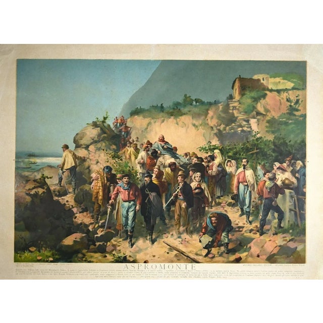 Garibaldi to Aspromonte is and original artwork realized by V. Malinverno in the 1930s. Original Oleograph. Good...