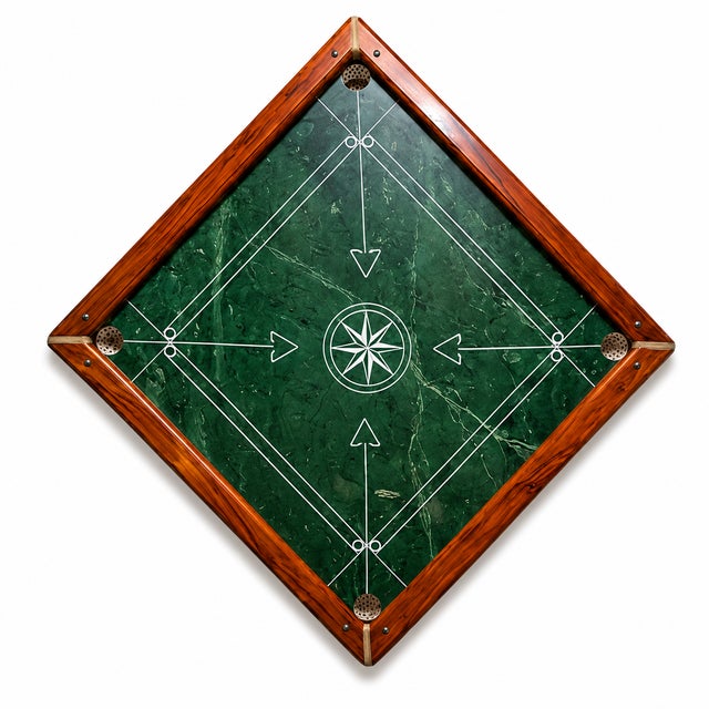 Indian Luxury Stone Game Table, Wooden Frame Home Decor Handmade Marble Carrom Board For Sale - Image 3 of 3