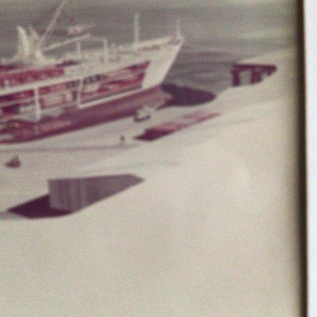 Brown 1950s States Steamship Company Cargo Ship Breakaway Drawing at San Francisco Bay For Sale - Image 8 of 12