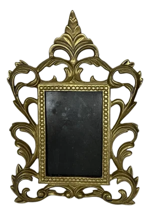 Vintage Reticulated Heavy Brass Picture Frame.