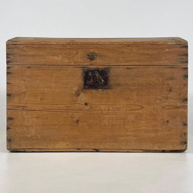 19th Century English Rustic Pine Dome-Top Storage Trunk For Sale - Image 4 of 12