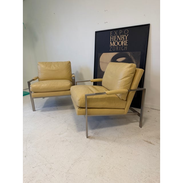 Thayer Coggin Leather Lounge Armchairs by Milo Baughman for Thayer Coggin, Signed - A Pair For Sale - Image 4 of 12