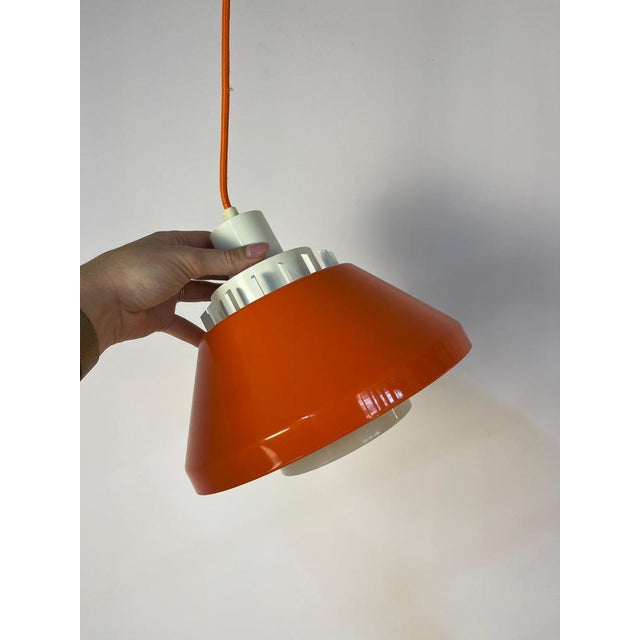 Model 854 Pendant Lamp in Orange Plastic from Lyskær Belysning For Sale - Image 5 of 11