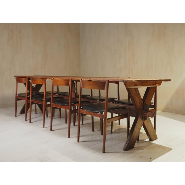 Brown 19th Century X Frame Trestle and Cross Strecther Base Table For Sale - Image 8 of 18