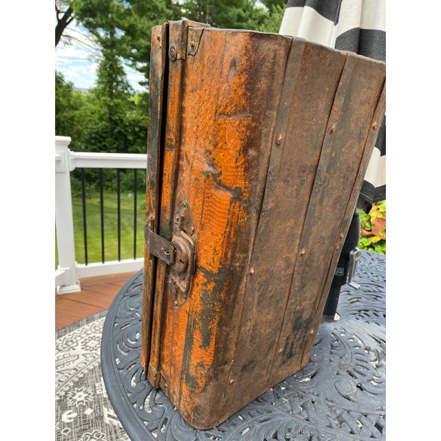 Metal Chest/Trunk/Luggage - Mid 20th Century Vintage Metal Painted Trunk For Sale - Image 7 of 13