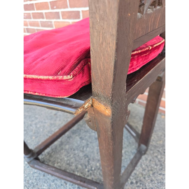 Brown Great Pair of 19th Century Oak Gothic Revival Tall Armchairs C. 1840 For Sale - Image 8 of 18
