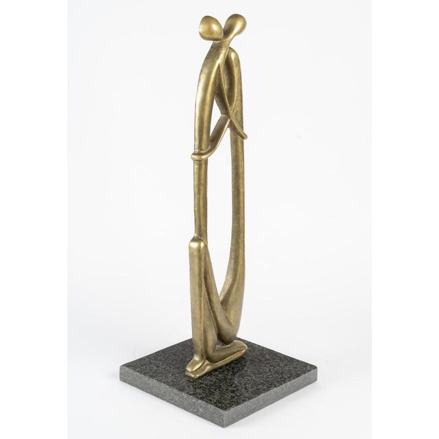 Abstract Sculpture, Patina-Finished Bronze with a Granite Base, 1950s For Sale - Image 4 of 7