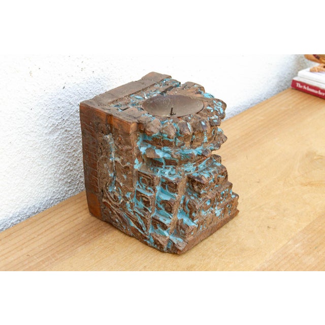 Contemporary Antique Jodhpur Blue Corbel Candle Holder For Sale - Image 3 of 8