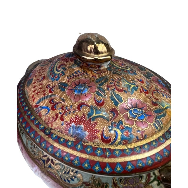 Brick Red Early 1900s Antique Satsuma Style Tureen With Under Plate For Sale - Image 8 of 12