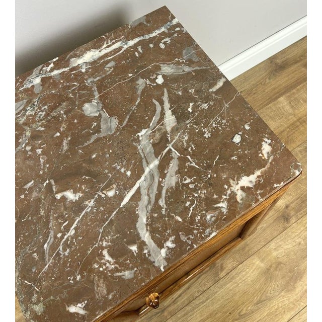 Antique French Oak Bedside Tables with Marble Tops, Set of 2 For Sale - Image 12 of 14